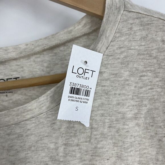 Loft Outlet T Shirt Size Small Gray Striped Long Sleeve Knit Top Crew Neck - Picture 5 of 9